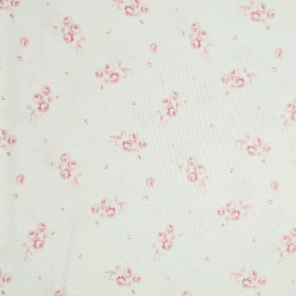 Shabby Chic Cottage Farmhouse QUEEN sheet set Pastel Pink ribbon & roses floral - Picture 3 of 7